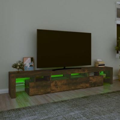 Meuble TV avec lumières LED Chêne fumé 230x36,5x40 cm - Prolenta Premium