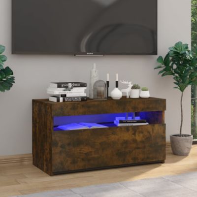Meuble TV avec lumières LED Chêne fumé 75x35x40 cm - Prolenta Premium