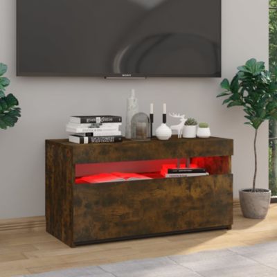 Meuble TV avec lumières LED Chêne fumé 75x35x40 cm - Prolenta Premium