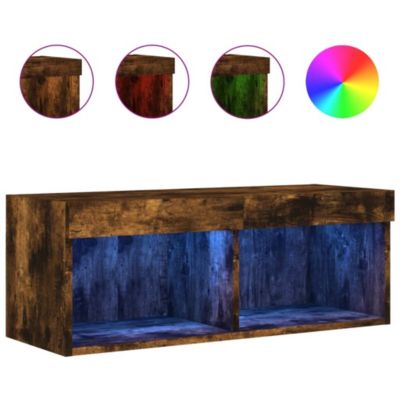 Meuble TV avec lumières LED chêne fumé 80x30x30 cm - Prolenta Premium
