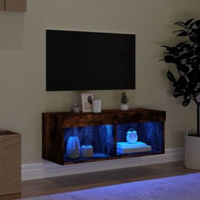 Meuble TV avec lumières LED chêne fumé 80x30x30 cm - Prolenta Premium