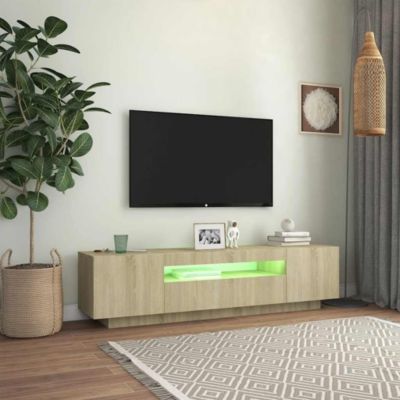 Meuble TV avec lumières LED Chêne sonoma 160x35x40 cm - Prolenta Premium