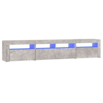 Meuble TV avec lumières LED Gris béton 210x35x40 cm - Prolenta Premium