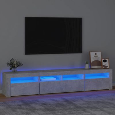 Meuble TV avec lumières LED Gris béton 210x35x40 cm - Prolenta Premium