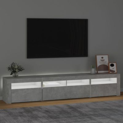 Meuble TV avec lumières LED Gris béton 210x35x40 cm - Prolenta Premium