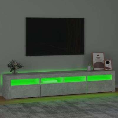 Meuble TV avec lumières LED Gris béton 210x35x40 cm - Prolenta Premium