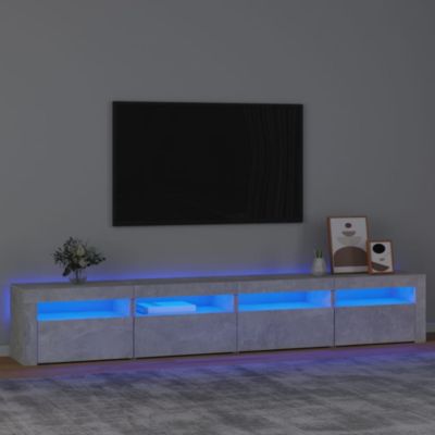 Meuble TV avec lumières LED Gris béton 240x35x40 cm - Prolenta Premium