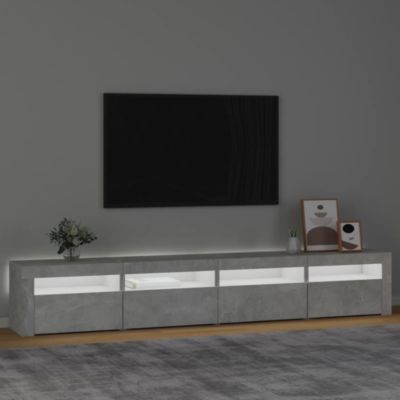 Meuble TV avec lumières LED Gris béton 240x35x40 cm - Prolenta Premium