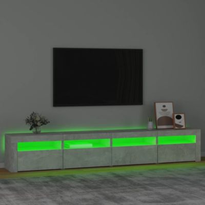 Meuble TV avec lumières LED Gris béton 240x35x40 cm - Prolenta Premium