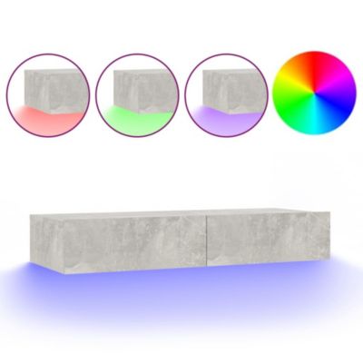 Meuble TV avec lumières LED Gris béton 90x35x15,5 cm - Prolenta Premium