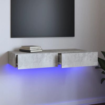 Meuble TV avec lumières LED Gris béton 90x35x15,5 cm - Prolenta Premium