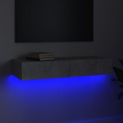 Meuble TV avec lumières LED Gris béton 90x35x15,5 cm - Prolenta Premium