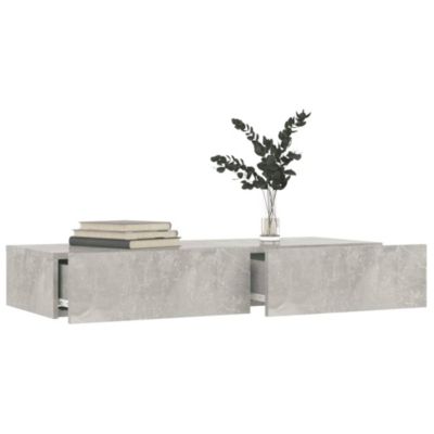 Meuble TV avec lumières LED Gris béton 90x35x15,5 cm - Prolenta Premium