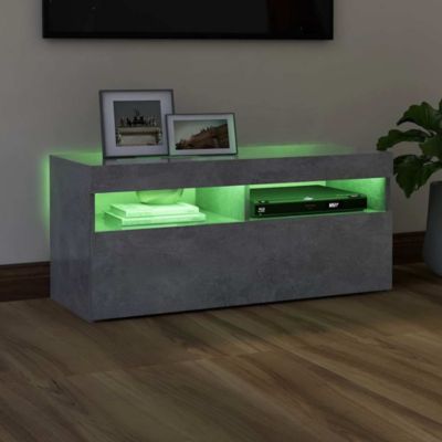 Meuble TV avec lumières LED gris béton 90x35x40 cm - Prolenta Premium