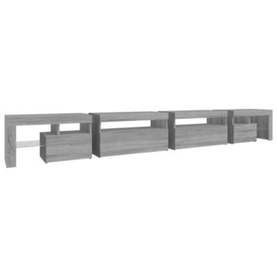Meuble TV avec lumières LED Sonoma gris 290x36,5x40 cm - Prolenta Premium