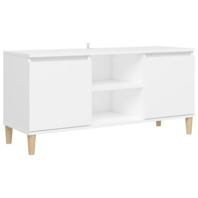 Meuble TV avec pieds en bois massif Blanc 103,5x35x50 cm - Prolenta Premium