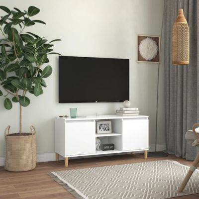 Meuble TV avec pieds en bois massif Blanc 103,5x35x50 cm - Prolenta Premium