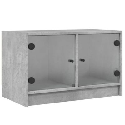 Meuble TV avec portes en verre gris béton 68x37x42 cm - Prolenta Premium