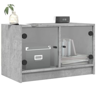 Meuble TV avec portes en verre gris béton 68x37x42 cm - Prolenta Premium