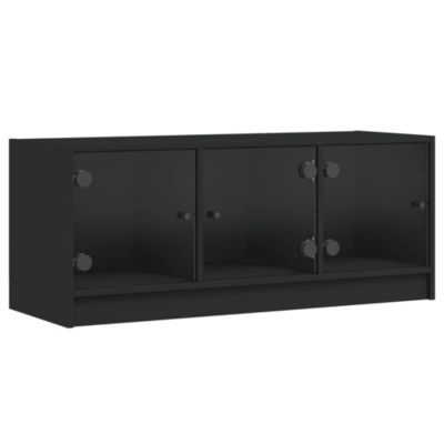 Meuble TV avec portes en verre noir 102x37x42 cm - Prolenta Premium