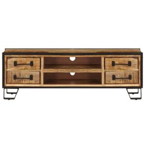 Meuble TV avec tiroirs 120x30x40 cm Bois massif de manguier - Prolenta Premium