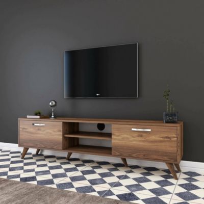 Meuble TV Avir, Buffet de salon, Armoire basse pour TV, Base murale de rangement, 180x35h49 cm, Noyer