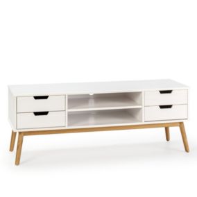 Meuble tv Baku 1 porte et 2 tiroir couleur blanc, 140 cm