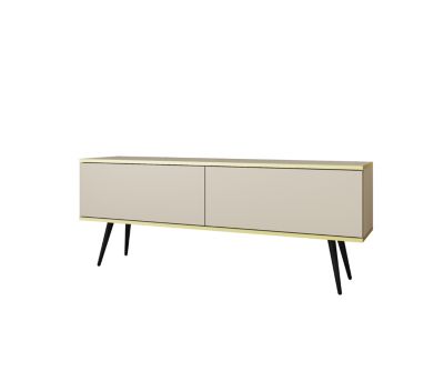 Meuble TV  Beige Avec Pieds En Noir, 135 X 30 X 32 Cm