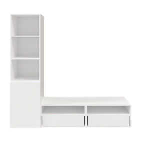 Meuble TV blanc 1 porte 2 tiroirs GoodHome Atomia H. 187,5 x L. 200 x P. 47 cm