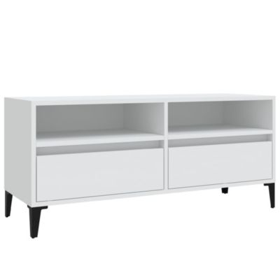 Meuble TV blanc 100x34,5x44,5 cm bois d'ingénierie - Prolenta Premium