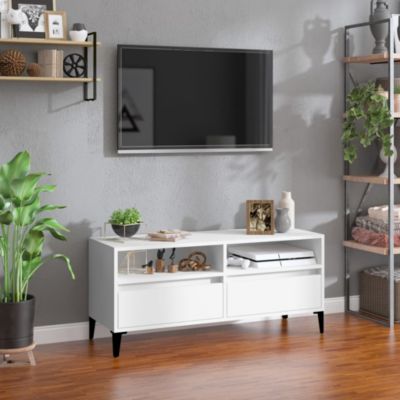 Meuble TV blanc 100x34,5x44,5 cm bois d'ingénierie - Prolenta Premium