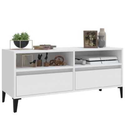 Meuble TV blanc 100x34,5x44,5 cm bois d'ingénierie - Prolenta Premium