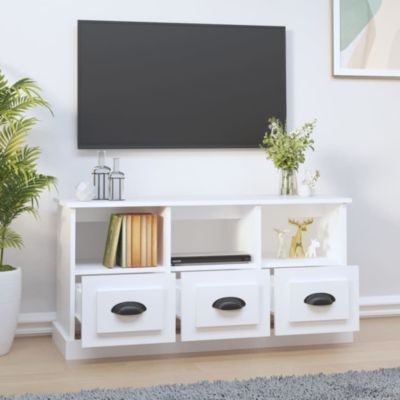Meuble TV blanc 100x35x50 cm bois d'ingénierie - Prolenta Premium