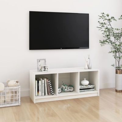 Meuble TV Blanc 104x33x41 cm Bois de pin massif - Prolenta Premium