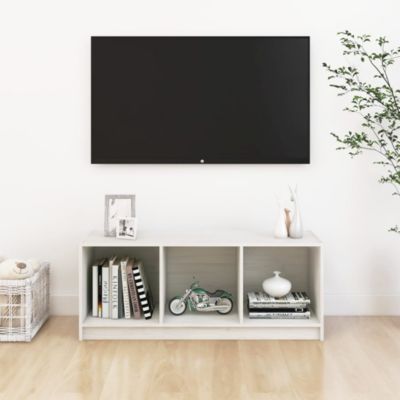 Meuble TV Blanc 104x33x41 cm Bois de pin massif - Prolenta Premium