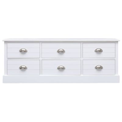 Meuble TV Blanc 108x30x40 cm Bois de Paulownia solide - Prolenta Premium