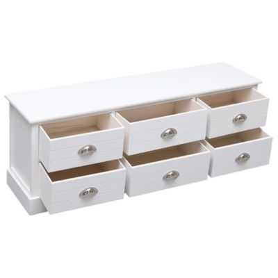 Meuble TV Blanc 108x30x40 cm Bois de Paulownia solide - Prolenta Premium