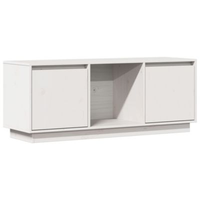 Meuble TV Blanc 110,5x35x44 cm Bois de pin massif - Prolenta Premium