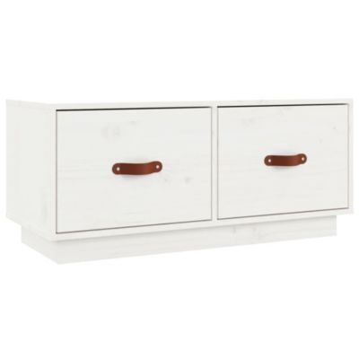 Meuble TV Blanc 80x34x35 cm Bois de pin massif - Prolenta Premium