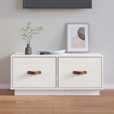 Meuble TV Blanc 80x34x35 cm Bois de pin massif - Prolenta Premium