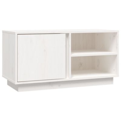 Meuble TV Blanc 80x35x40,5 cm Bois de pin massif - Prolenta Premium