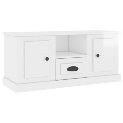 Meuble TV blanc brillant 100x35,5x45 cm bois d'ingénierie - Prolenta Premium