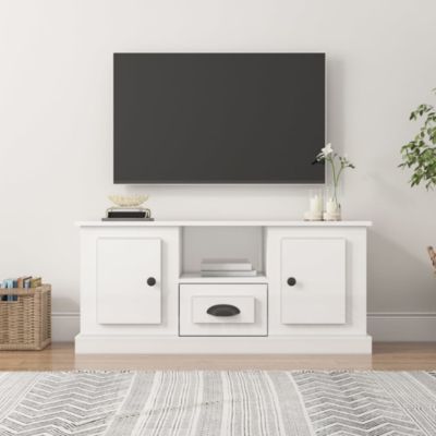 Meuble TV blanc brillant 100x35,5x45 cm bois d'ingénierie - Prolenta Premium