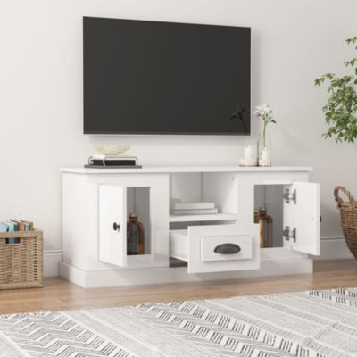 Meuble TV blanc brillant 100x35,5x45 cm bois d'ingénierie - Prolenta Premium