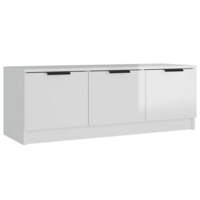Meuble TV Blanc brillant 102x35x36,5 cm Bois d'ingénierie - Prolenta Premium