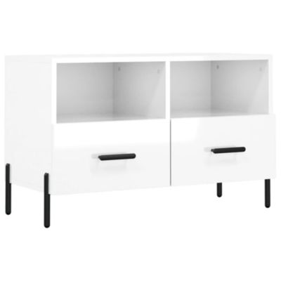 Meuble TV Blanc brillant 80x36x50 cm Bois d'ingénierie - Prolenta Premium