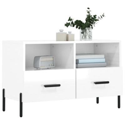 Meuble TV Blanc brillant 80x36x50 cm Bois d'ingénierie - Prolenta Premium