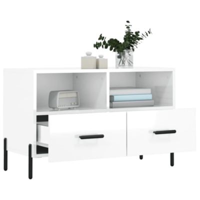Meuble TV Blanc brillant 80x36x50 cm Bois d'ingénierie - Prolenta Premium