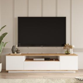 Meuble TV blanc et bois 180cm TYRO