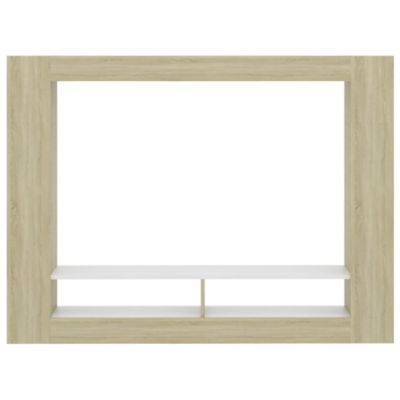 Meuble TV Blanc et chêne sonoma 152x22x113cm bois d'ingénierie - Prolenta Premium